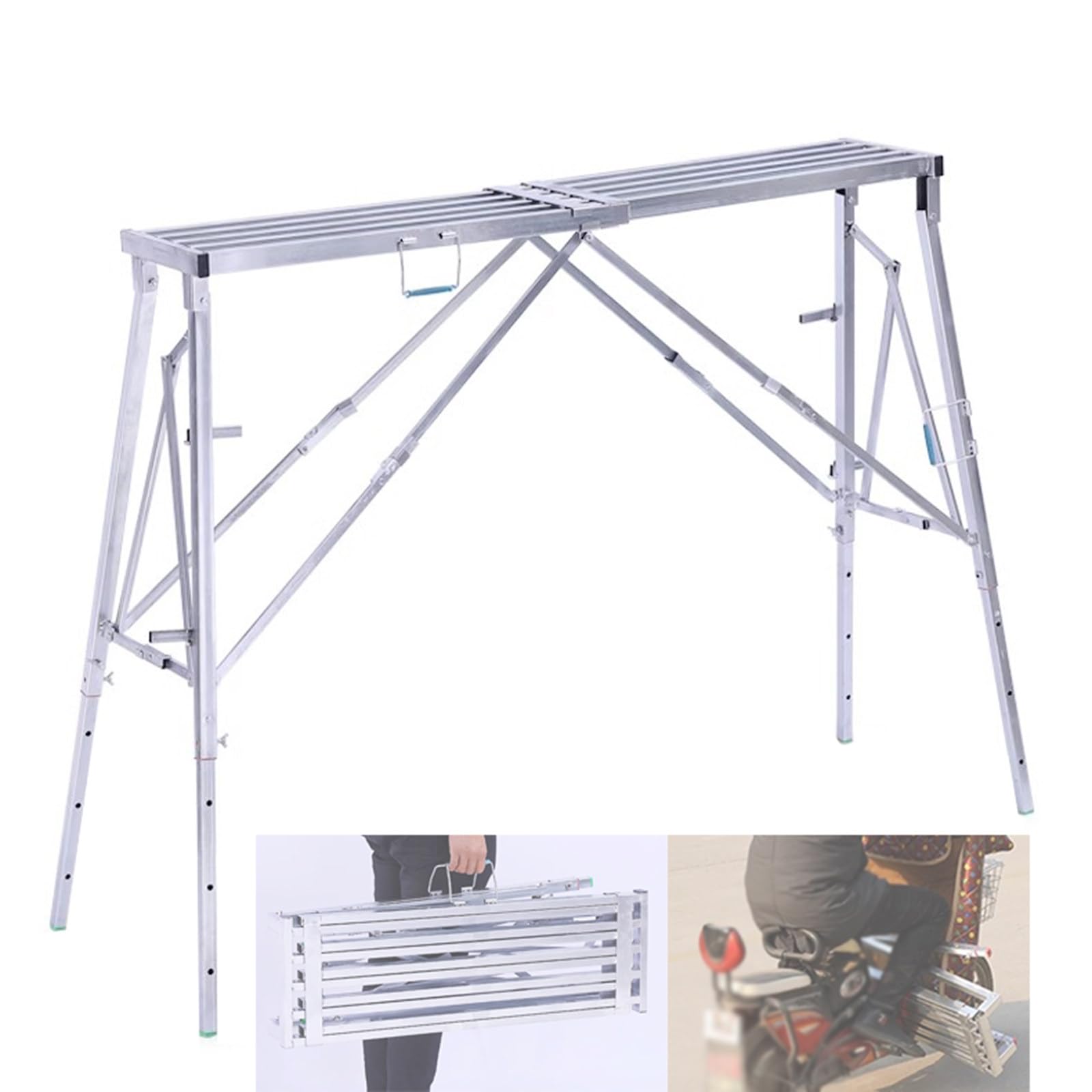 LMMIAOZ Adjustable Multipurpose Scaffold Tower Ladder Stool Home Improvement Vehicle Washing Maintenance Work Folding Scaffolding