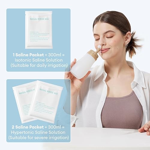 Miniatura 13 de Neti Pot - Kit de enjuague sinusal, olla de malla de silicona de punta suave para botella exprimible sinusal, limpiador de lavado de nariz, enjuague