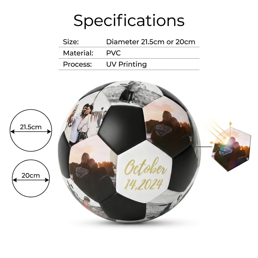 Personalisierter Fußball mit Foto Namen Text Logo Individuelles Fußballgeschenk Fussball Personalisiert Geburtstagsgeschenk Personalisierte Geschenke für Jungen Mädchen Papa Fußball-Fans Sohn Tochter