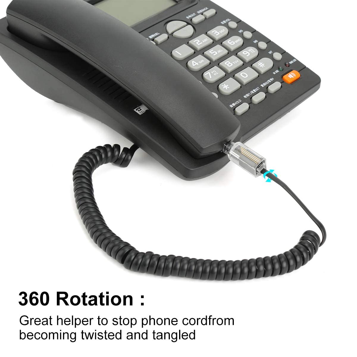 DragonTrading® 360 districatore girevole per cavo telefonico, 3 pezzi, trasparente/nero