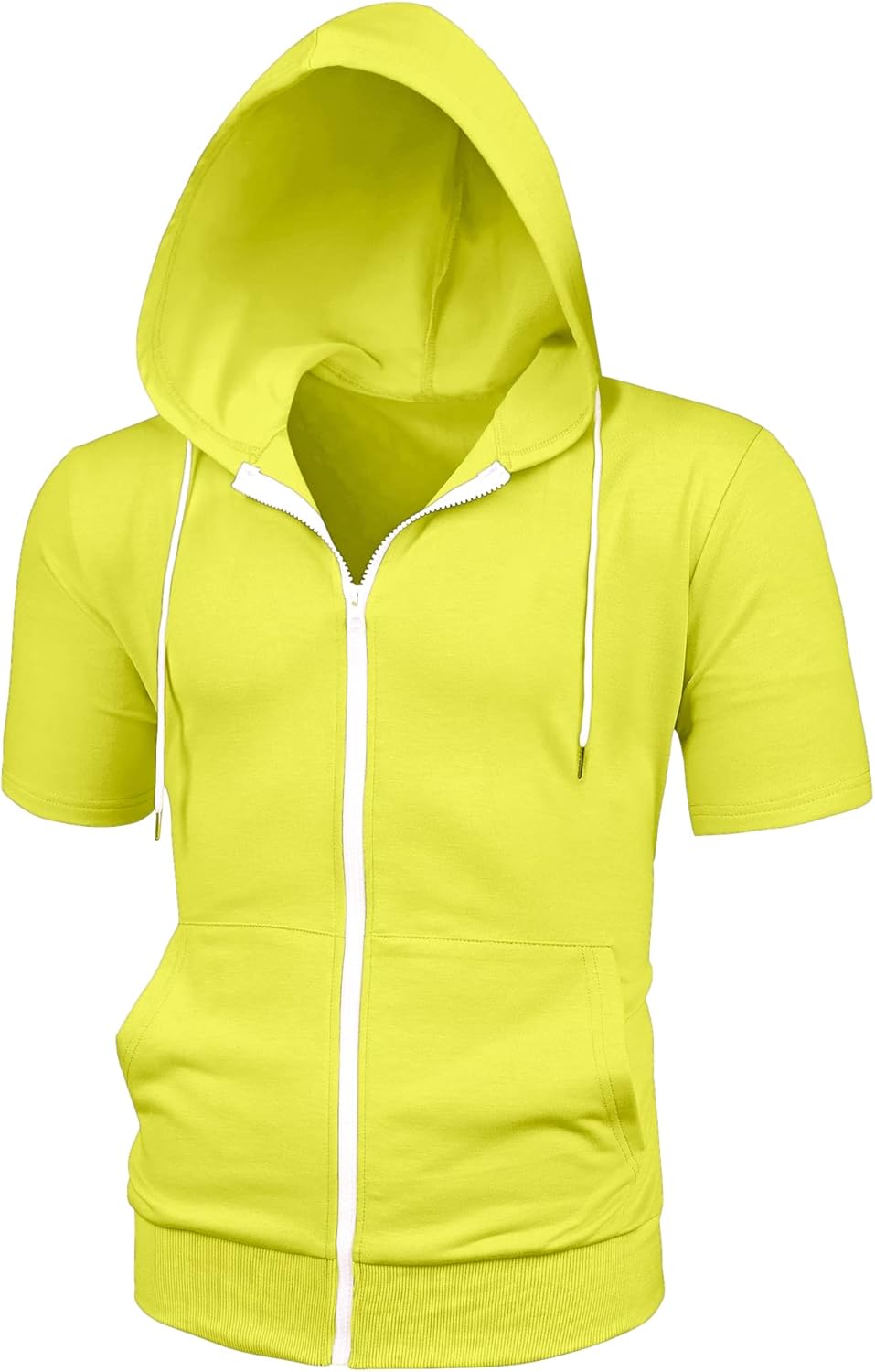 Lars Amadeus Men's Short Sleeve Hoodies Solid Color Zip Up Jackets with Hood