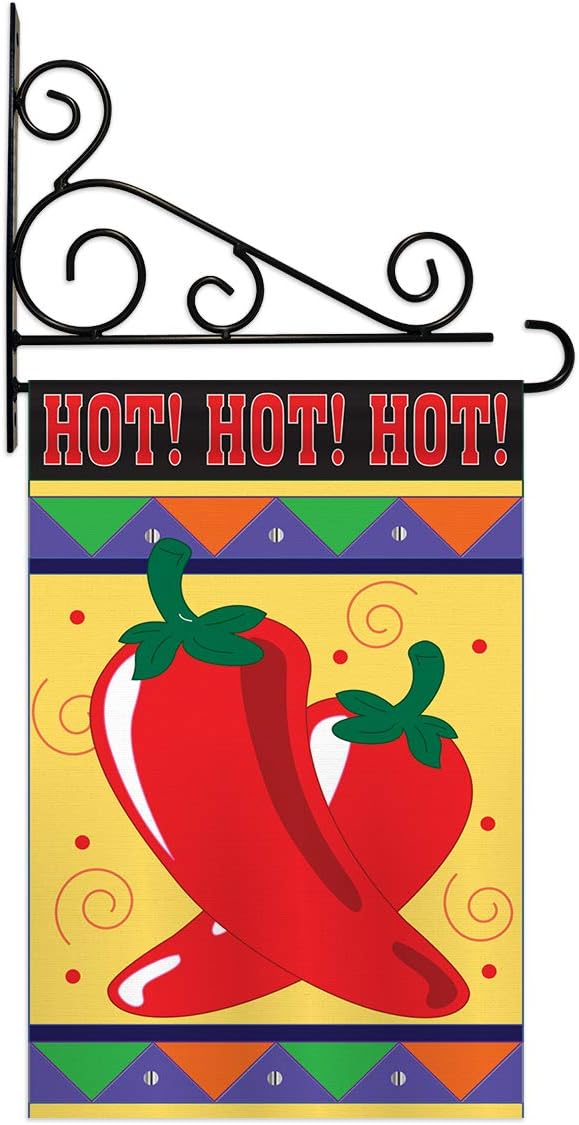 Vegetable Chili Hot Garden Flag Set Wall Holder Food Pumpkin Chilli Squash Pepper Harvest Autumn Farm Herbs Small Decorative Gift Yard House Banner Double-Sided Imported 13 X 18.5
