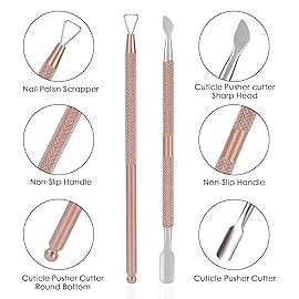 2PCS Cuticle Pusher and Cutter with Storage Case,Professional Cuticle Pusher Nail Polish Remover Stainless Steel Manicure Tool Set,Durable Pedicure Manicure Tools for Fingernails Toenails (Rose-Gold)
