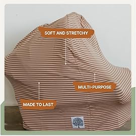 Parker Baby 4 in 1 Car Seat Cover for Girls and Boys - Stretchy Carseat Canopy, Nursing Cover, Grocery Cart Cover, High Chair Cover - Rosewood Stripe