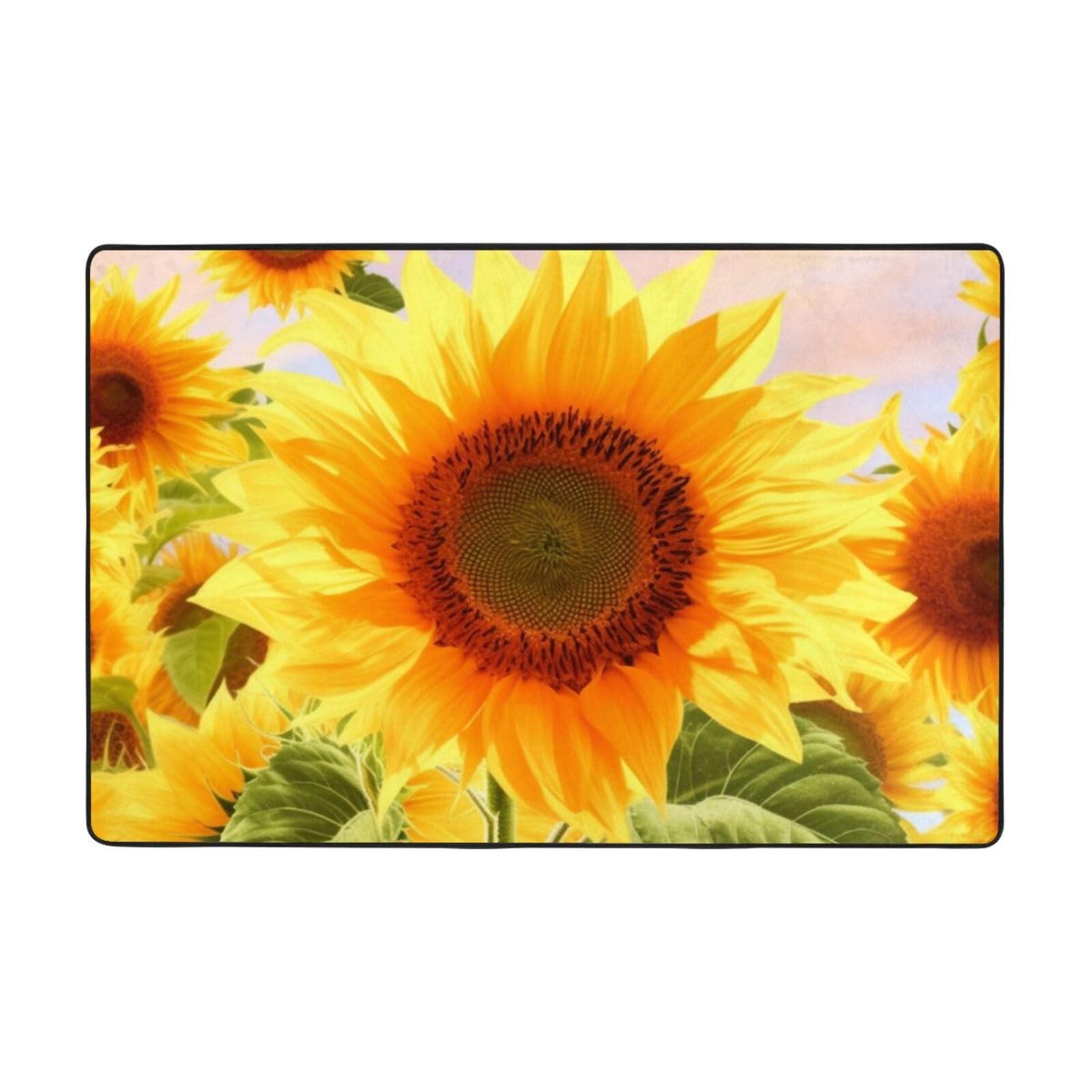 Tapis de bain rectangulaire antidérapant tournesol en flanelle
