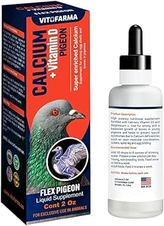 Calcium 60 ml for Pigeons & Birds with Vitamins D3 - Breeding, Bone Supports for Pigeons