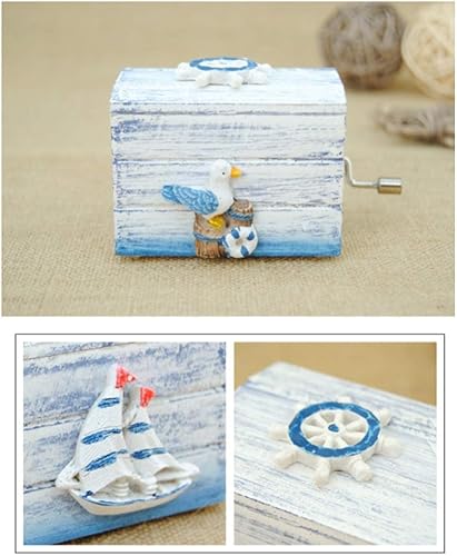 Miniatura 4 de AVEO Caja de música Ocean Musical Box, cajas de música de manivela, caja de música de madera, mini caja de música, caja de música de regalo