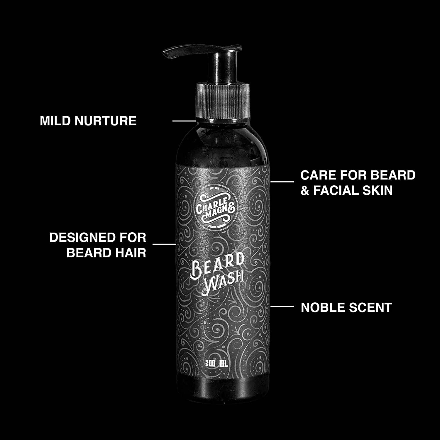Charlemagne Beard Wash for Men - 200 ml, Mediterranean Breeze Scent - Moisturizing Shampoo & Beard Conditioner for Men - German Made Formula
