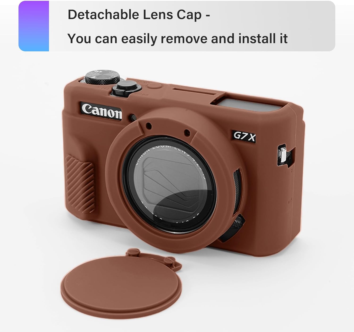 G7X II Camera Case & LCD Screen Protector Accessories Kit, Soft Silicone Case for Canon Powershot G7X Mark II Camera, Lightweight Skin Body Rubber Cover for G7XII G7X2 - Dark Brown - Image 4