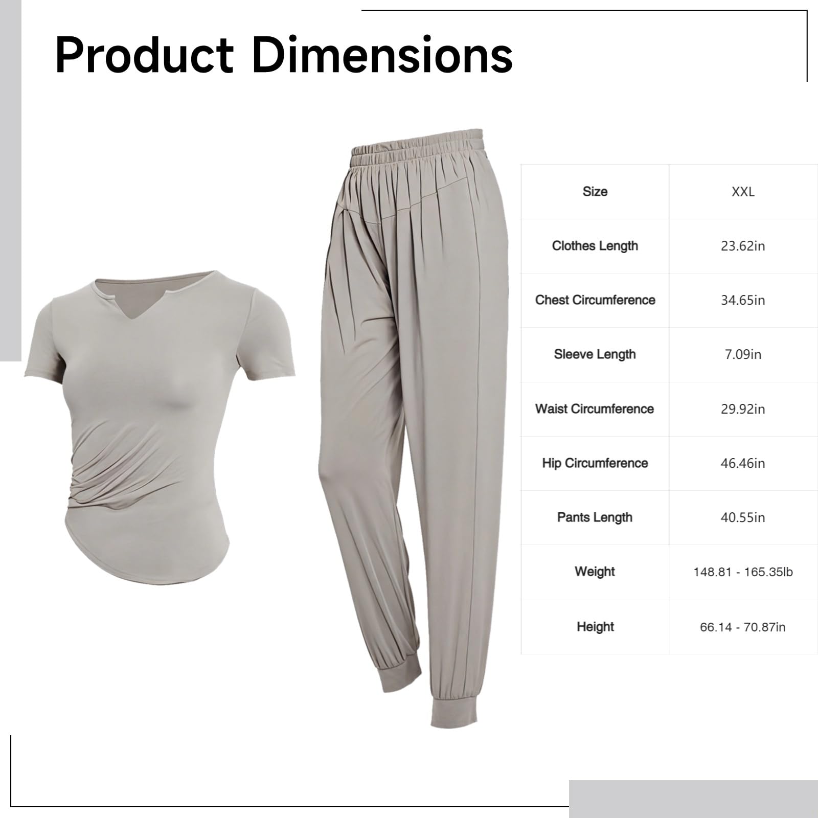 Ensemble de pilates 2 pièces pour femme, taille XXL pour 135-150, polyester-élasthanne respirant, idéal pour le sport et les tenues décontractées