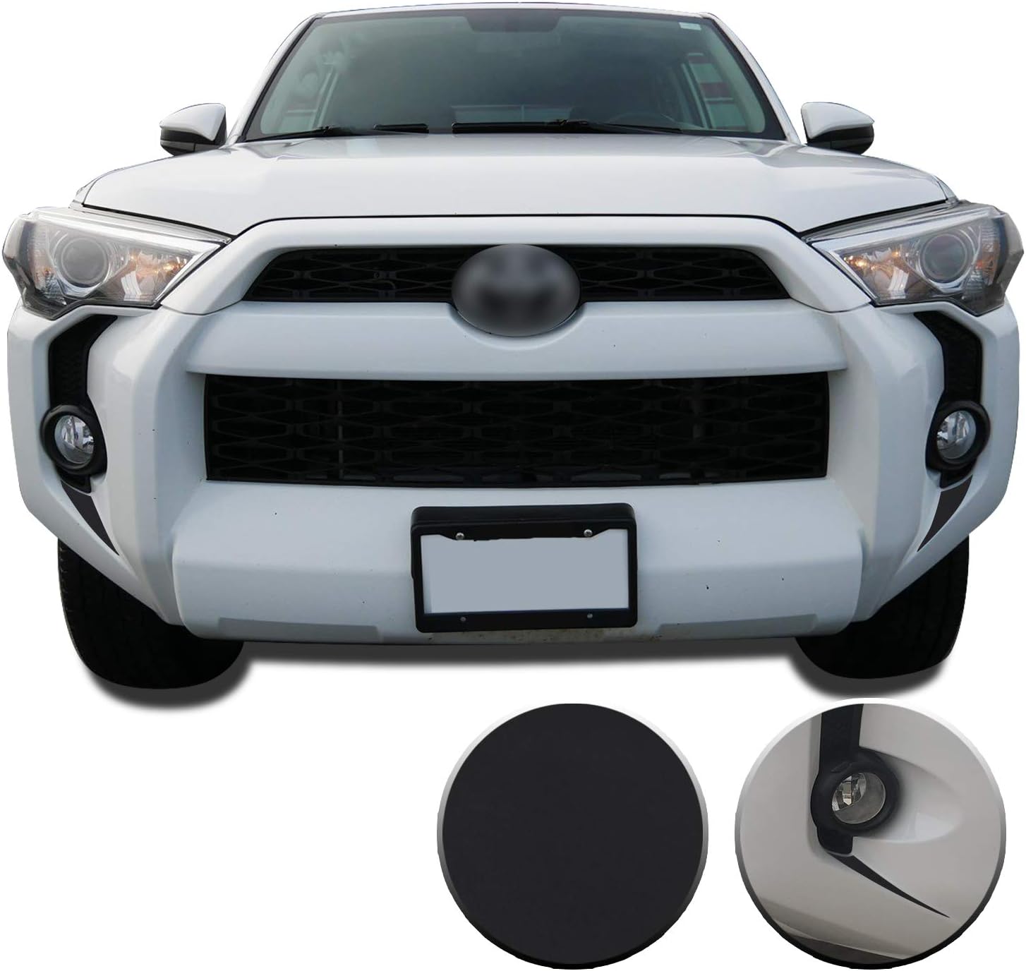 Optix Fog Light Bezel Fangs Precut Vinyl Wrap Overlay Kit Compatible with and Fits 4Runner 2014 2015 2016 2017 2018 2019 2020 - Matte Black