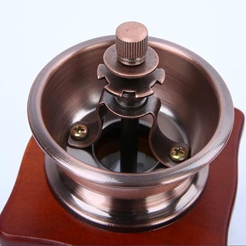 Miniatura 4 de Molinillo de café manual antiguo, molinillo de grano de café vintage de mano con rebabas cónicas de madera, molinillo de café de 4 x 4 pulgadas,