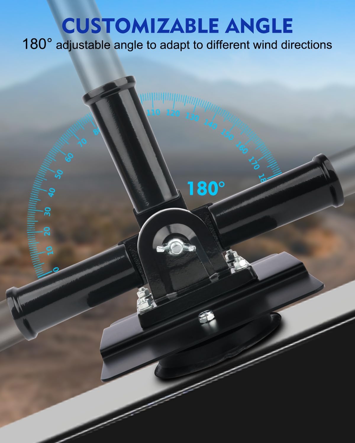 Magnetic Flag Pole Holder for Fifth Wheel RV Hitch – 180° Adjustable, Tool-Free Installation, RV Flag Pole Mount Compatible with Fifth Wheel RV, Campers & Trailers - Black