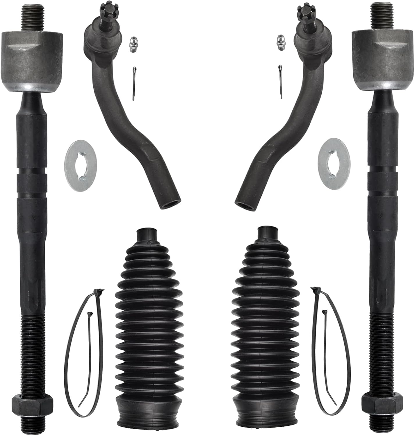 6pcs Front Steering Kit for Toyota Camry 2007-2011, Tie Rod End Inner and Outer and Boots Complete Kit