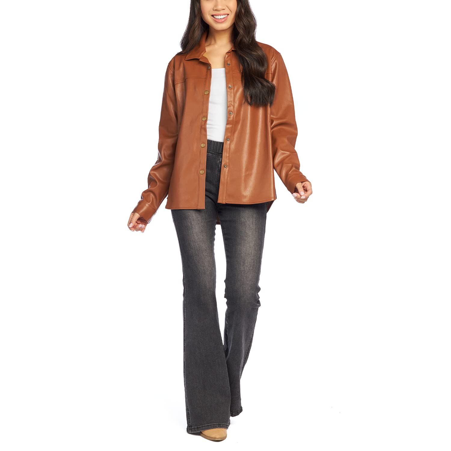 Mud Pie womens Mud Pie Salem Womens Oversized Leather Shacket Mud Pie Salem Womens Oversized Leather Shacket