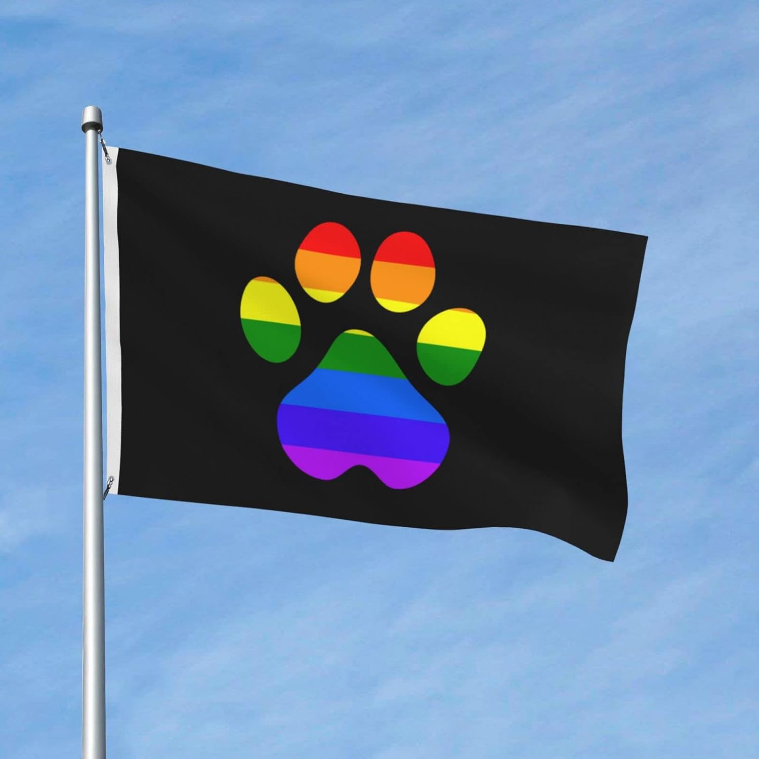 LGBT Gay Lesbian Furry Paw Pride Rainbow Outdoor Yard Decoration For Flags, Festivals, Celebrations, Parties, Parades Colorful Multi-Scene Full Size Double-Sided Printed Flags 3x5 Ft