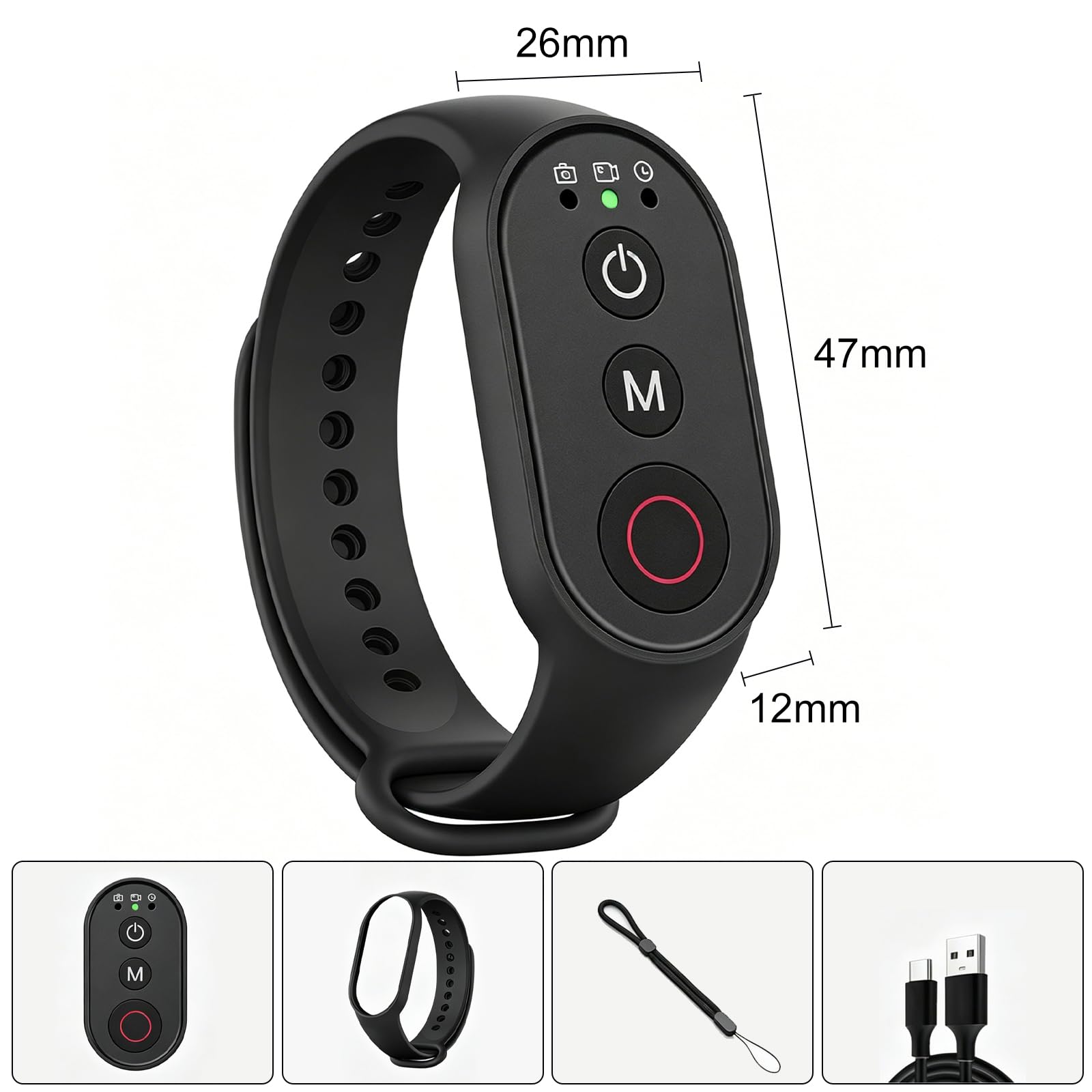 Bluetooth Fernbedienung kompatibel mit DJI Action, Insta360, GoPro 11/12/13 Actionkameras und Phone Universal, Wiederaufladbare Kabellose Fernbedienung, 50m Reichweite, 40H Akkuleistung