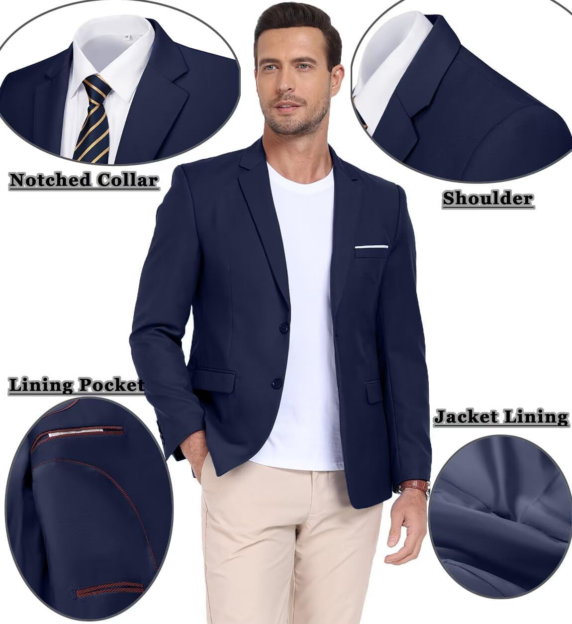 Men's Casual Suit Blazer Tux Separates Jacket Slim Fit 2 Button Lightweight Men Suits Sport Coats for Wedding Prom Party - Image 4