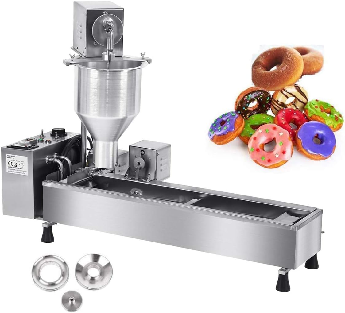 Yonntech Commercial Donut Maker 3000 Watts Automatic Donut Maker 7L Donut Making Machine Stainless Steel Donut Machine 3 Sizes Moulds