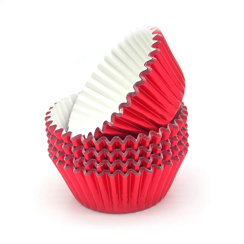 100 Caissettes à Cupcakes Rouges Et Blanches - Papier Huilé, Diamètre 6,5 Cm, Pour Muffins Et Pâtisseries
