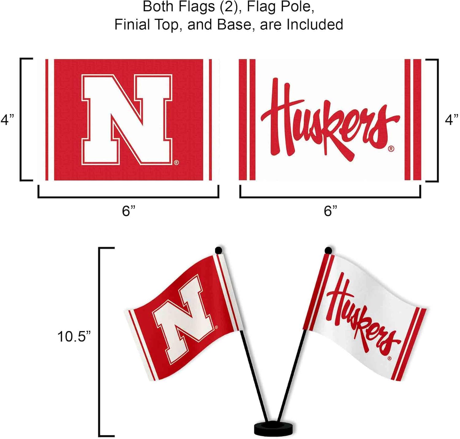 Nebraska Cornhuskers Desk and Table Top Flags - Image 3