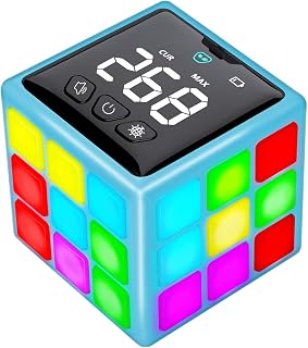 Rechargeable Game Handheld Cube, 15 Fun Brain & Memory Game with Score Screen, Cool Toys for Kids, Christmas Birthday Gifts for Boys Girls Aged 6-12+ Years Old, Toy Gift Idea for Kids (Blue)