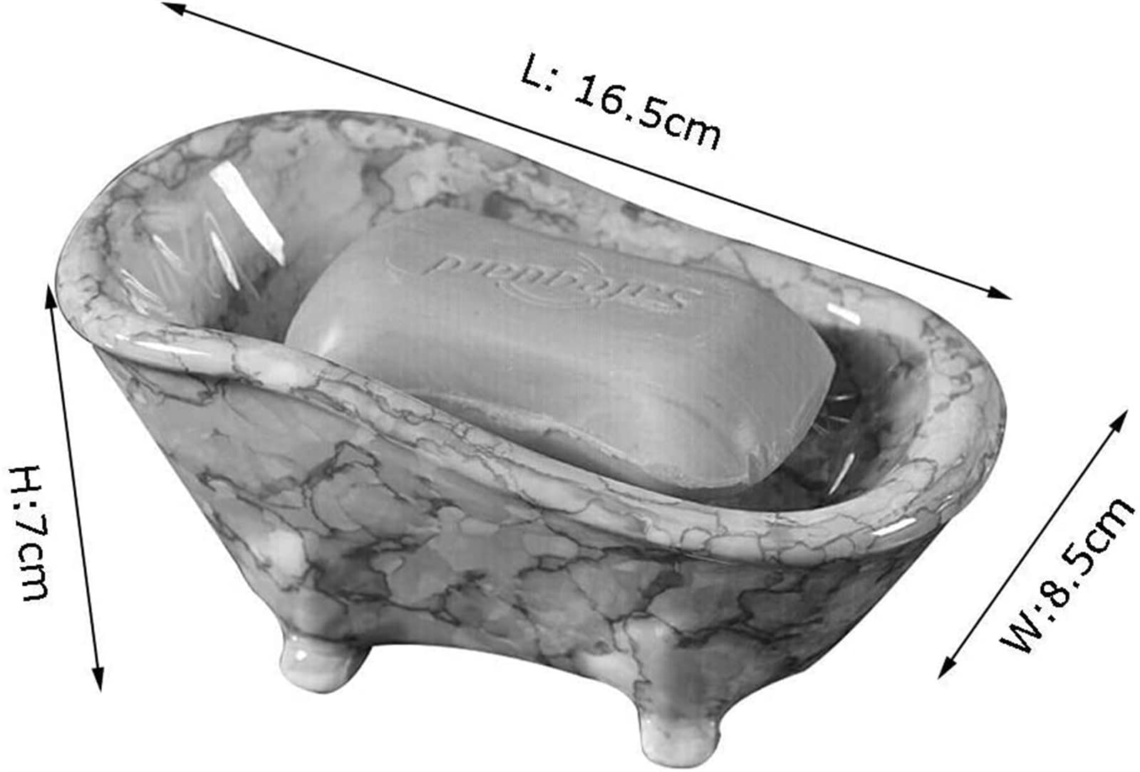 jabonera, Jabonera de cerámica con Orificio Drenaje, Textura mármol, for Toallas