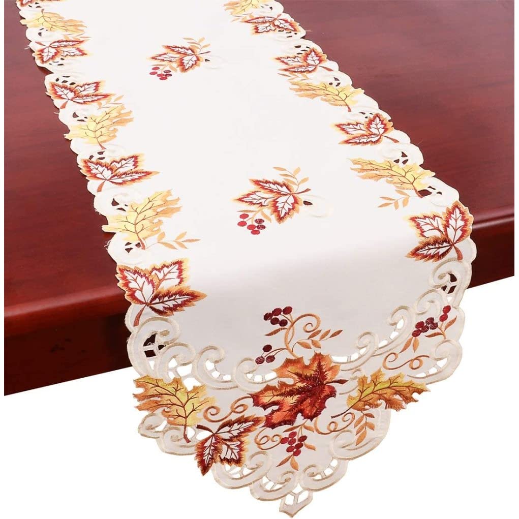 Runner de table de Thanksgiving Gcroet feuilles d'automne 38x228 cm