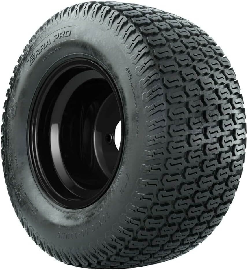 GTW 10 Inch Golf Cart Wheels and Tires Combo | Matte Black Steel Wheels on 20x10-10 Terra Pro S-Tread Traction Tires | Set of 4