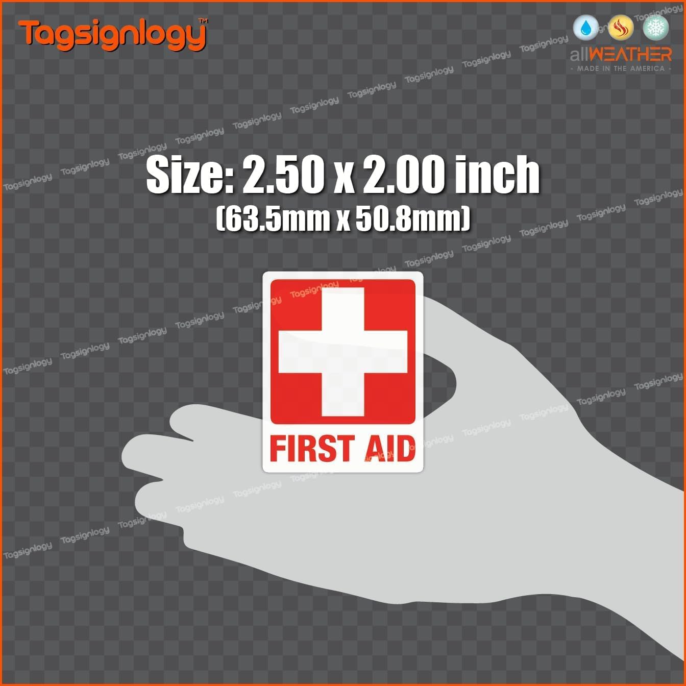 Reflective First Aid Kit Stickers (6 Pack, 2.5 x 2 in) - High Visibility Engineer Grade Weatherproof Vinyl Labels for Medical Box, Safety Sign & Emergency Kits (12-Year Fade Proof)
