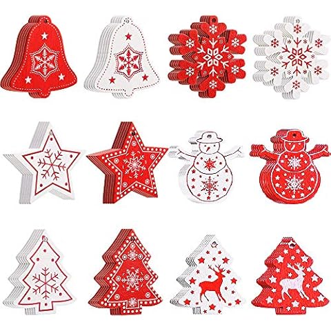 LUOWAN 60pcs Adornos de Navidad de Madera Cover