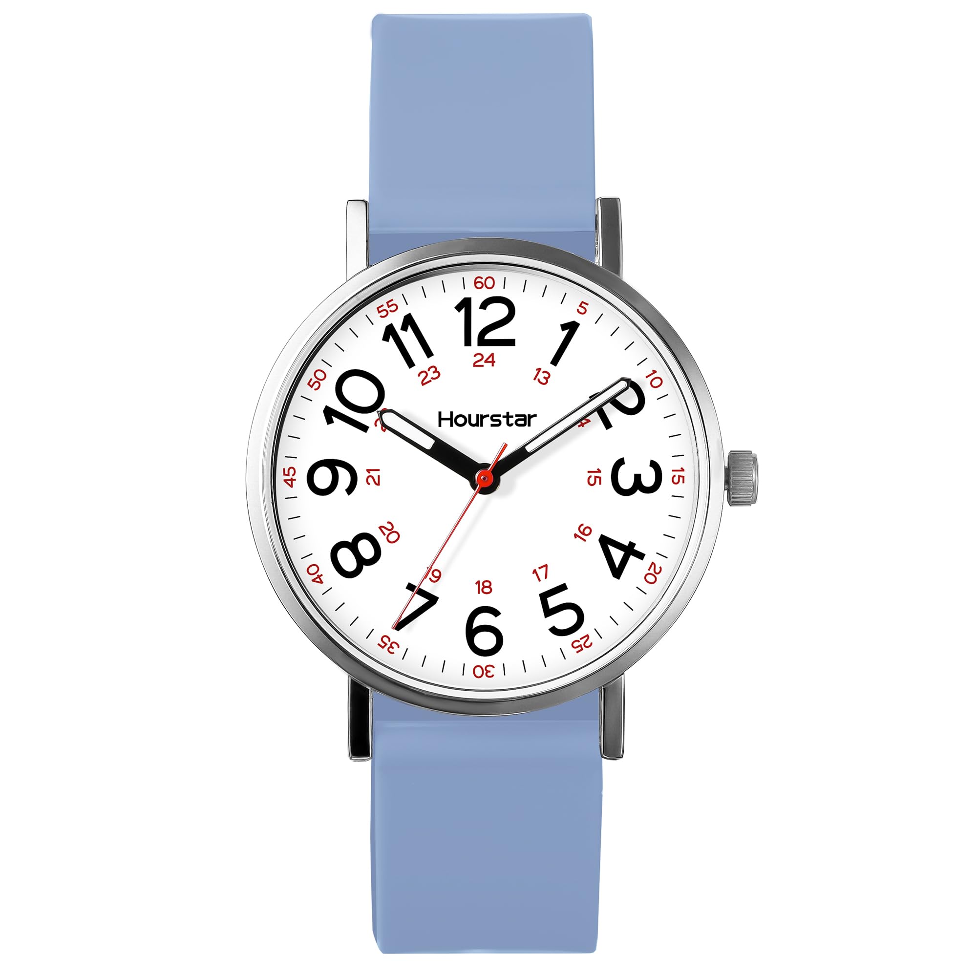 Damen Analog Krankenschwester Uhr mit Sekundenzeiger zum Stillen 12/24 Zeit Silikon Band Leicht Ablesen