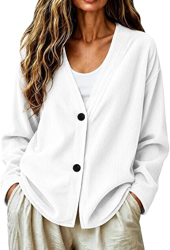 Cardigan Sweaters for Women Jackets Women Corduroy Button Down Shacket Jacket V 