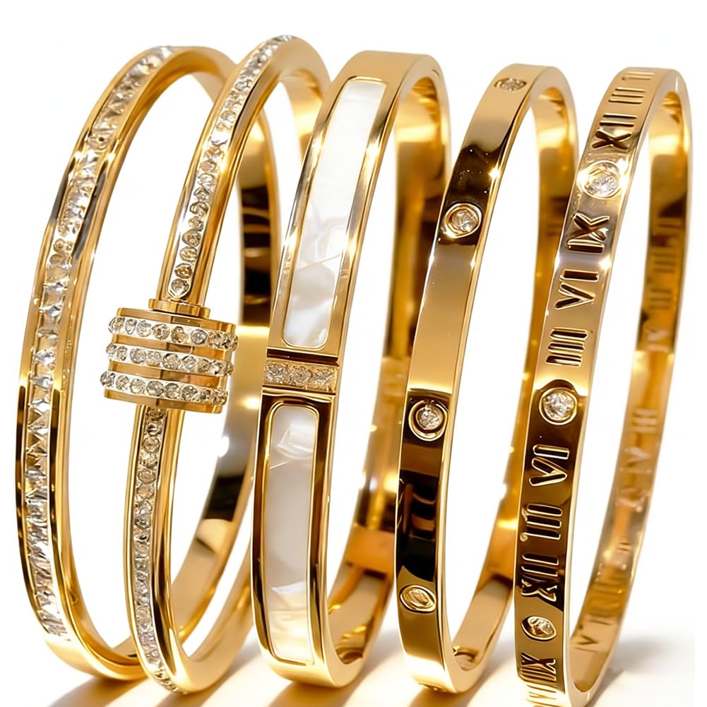 CERULEAN 5-Piece Elegant Stainless Steel Bracelet Set
