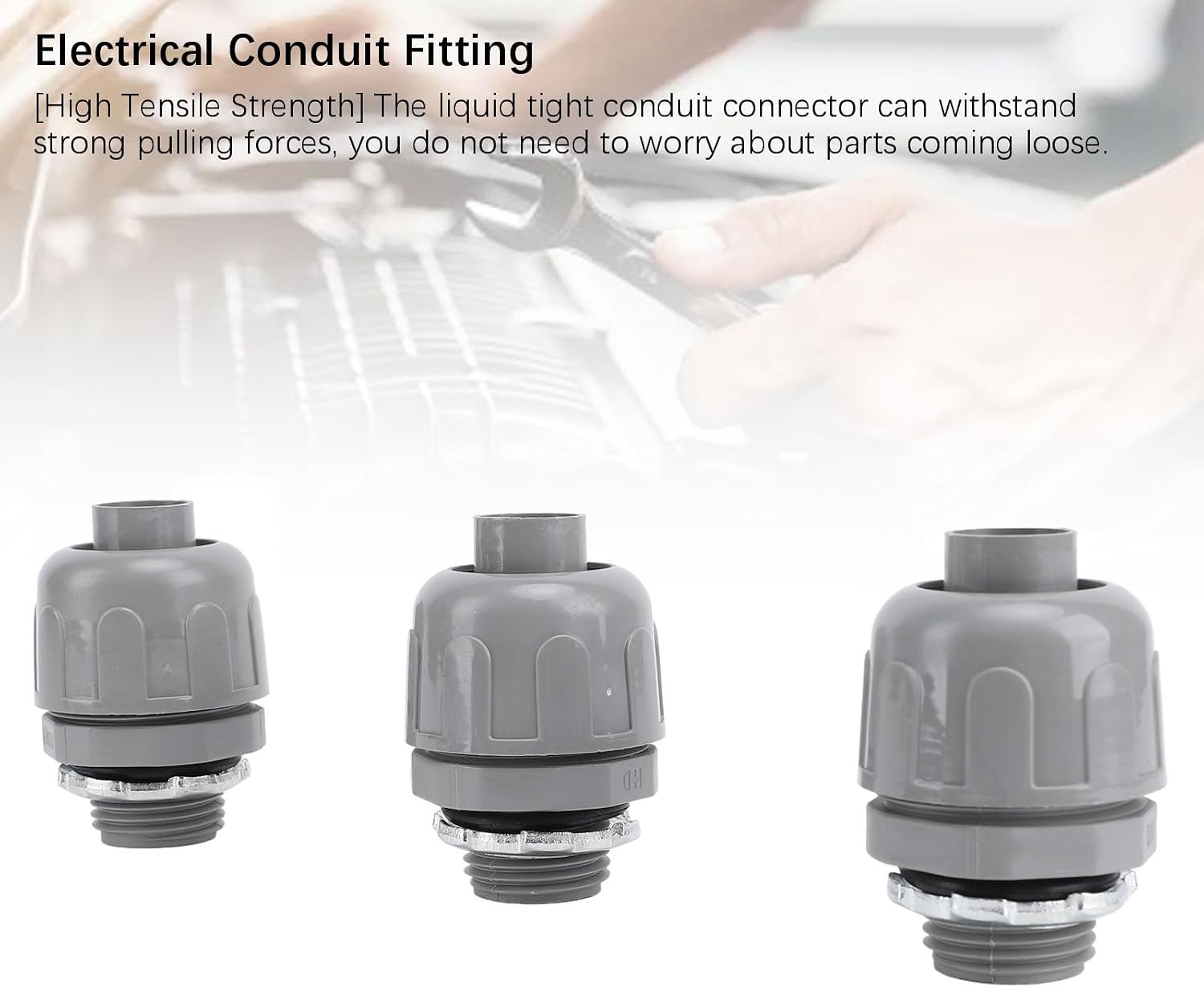20PCS Conduit Connectors, 3/4 Inch Liquid Tight Connector NPT Non Metallic for PVC Electrical Flexible Conduit Fittings Home Outdoor Tubes Tools, 180 Degree Straight