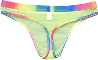 YOSUWOAI Tanga de rayas coloridas para hombre, transparente, sexy, ropa interior erótica, ropa interior cómoda, suave, tanga, fiesta, club, bikini, ropa interior de secado rápido