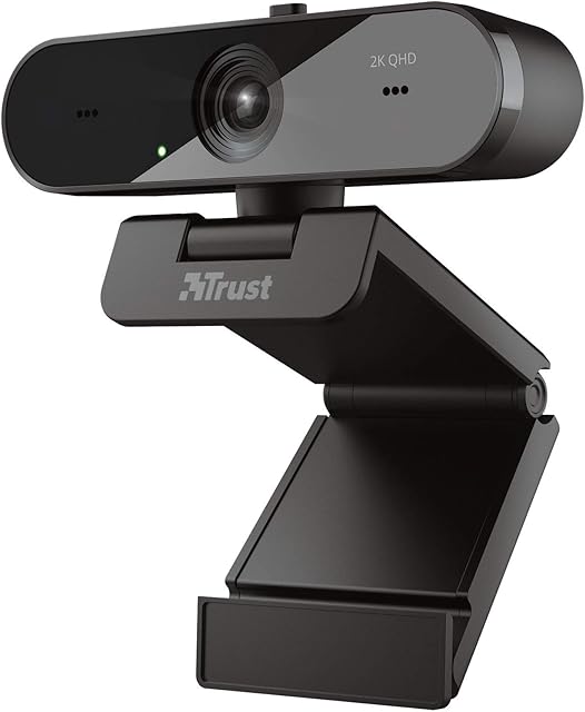 Trust Taxon QHD Webcam, 2560x1440 (2K), Web Camera with 2 Microphones and Autofocus, 30 FPS, Universal Stand, Wide Angle Webcam for PC, Laptop, Mac, Zoom, Skype, Teams, Videoconference - Black
