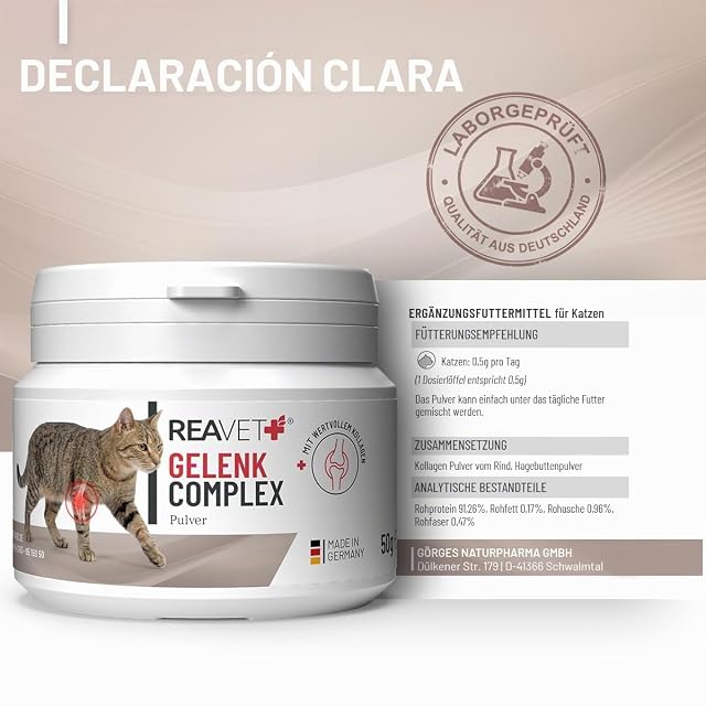 Foto 7 de 7 de ReaVET Articulación Complex Gatos 50 g - Polvo articular con colágeno para articulaciones y cartílagos