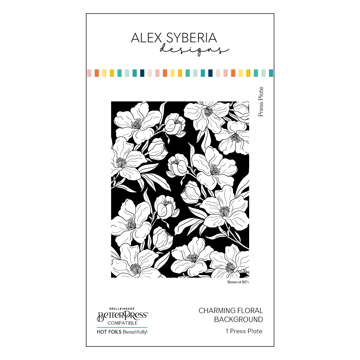 Alex Syberia Designs Charming Floral Background Press Plate, White
