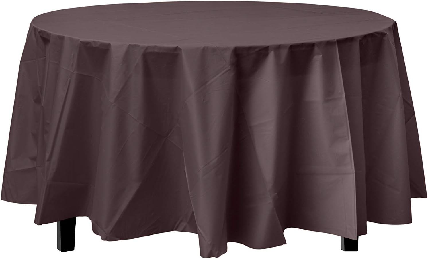 Exquisite 12-Pack Premium Plastic 84-Inch Round Tablecloth - Brown