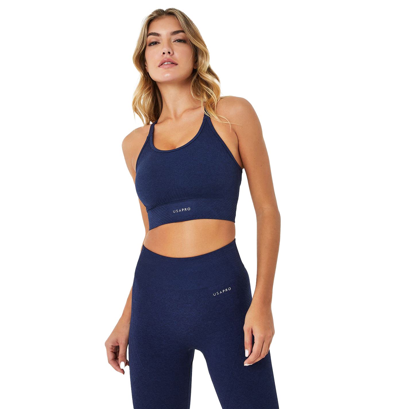 USA Pro Womens Seamless Adjustable Low Impact Sports Bra Navy 14 (L)