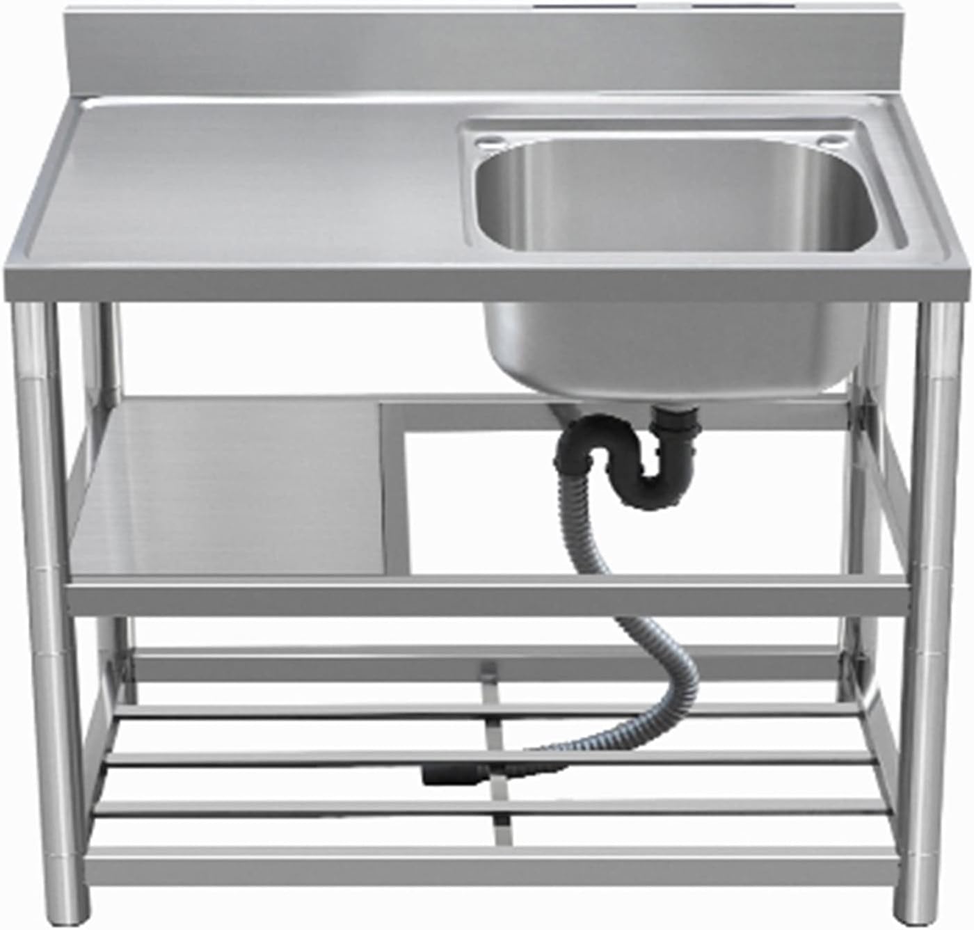 Outdoor Garden Sink Single Trough, Home Laundry Sink with Faucet, Commercial Restaurant Utility Fish Cleaning Table, for Restaurant, Bar, Laundry, Garage, Backyard (Color : with Faucet (