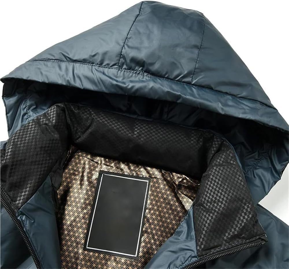 Mens Slim Fit Puffer Jacket Hooded Winter Coat Warm Glossy Matte Bubble Parka Water Resistant Quilted Padded