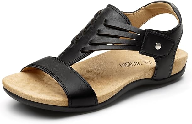 Rihero Womens Orthopedic Arch Support Sandals Orthotic Comfortable Casual Flat Sandals for Summer Beach Walking