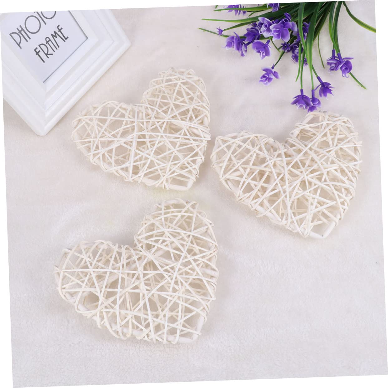 Amosfun 3 Set di Forniture Artigianali in Rattan Cuori in Rattan per Matrimonio Grandi Decorazioni Confezione da 5 Pezzi * 3