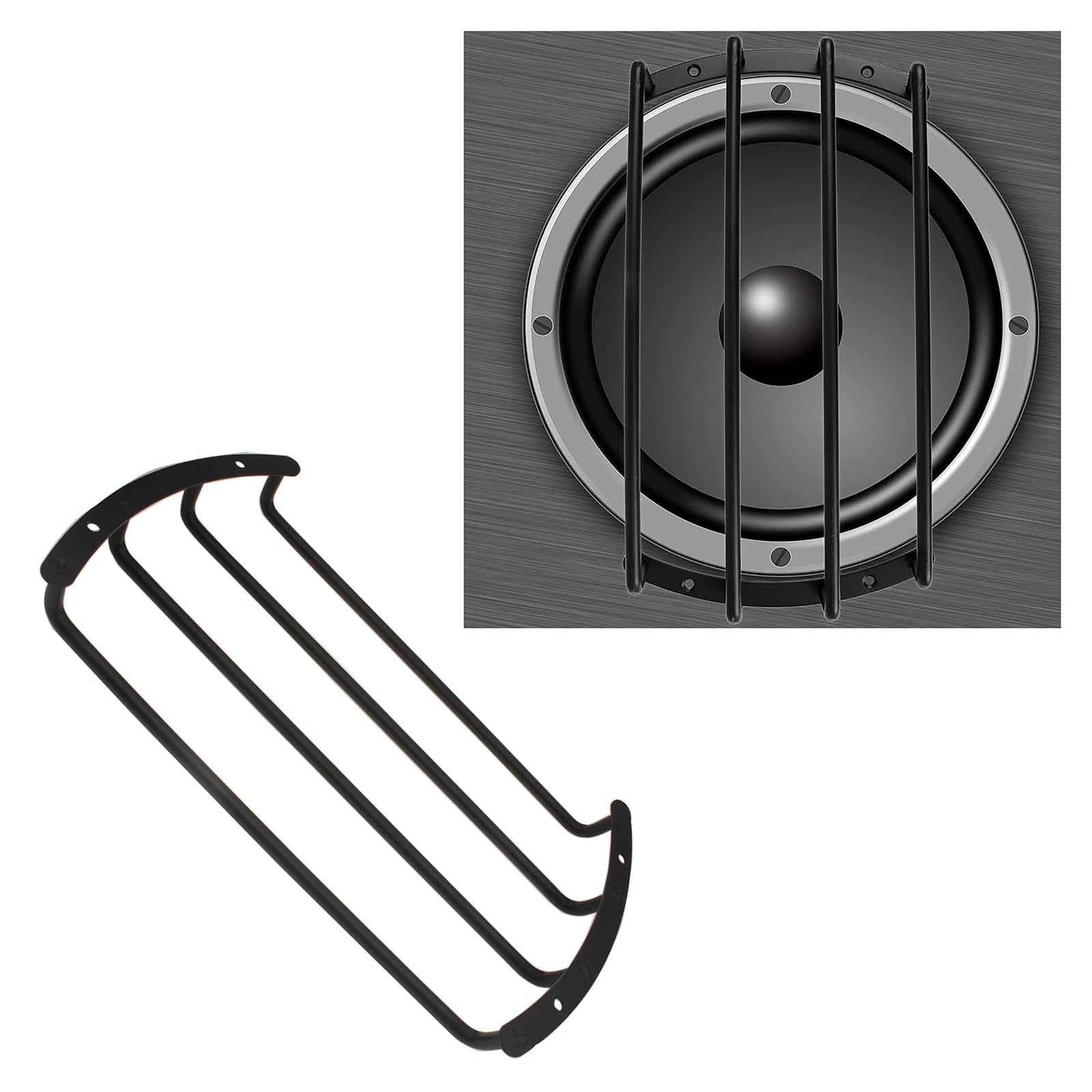 SYCZUIOHU 10 Inch Car Bar Speaker Grill 4 Bars Subwoofer Grill Speaker Grill Cover Protector Guard Metal Black Subwoofer Grill