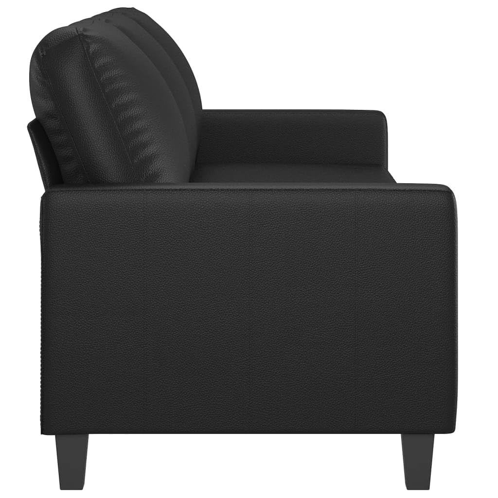 Divano a 3 posti, nero, 180 cm, in ecopelle, per soggiorno, camera da letto, camera degli ospiti