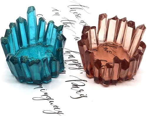 Miniatura 9 de ResinWorld Paquete de 3 moldes de fundición epoxi para velas cilíndricas + 2 moldes para velas de té en forma de cristal