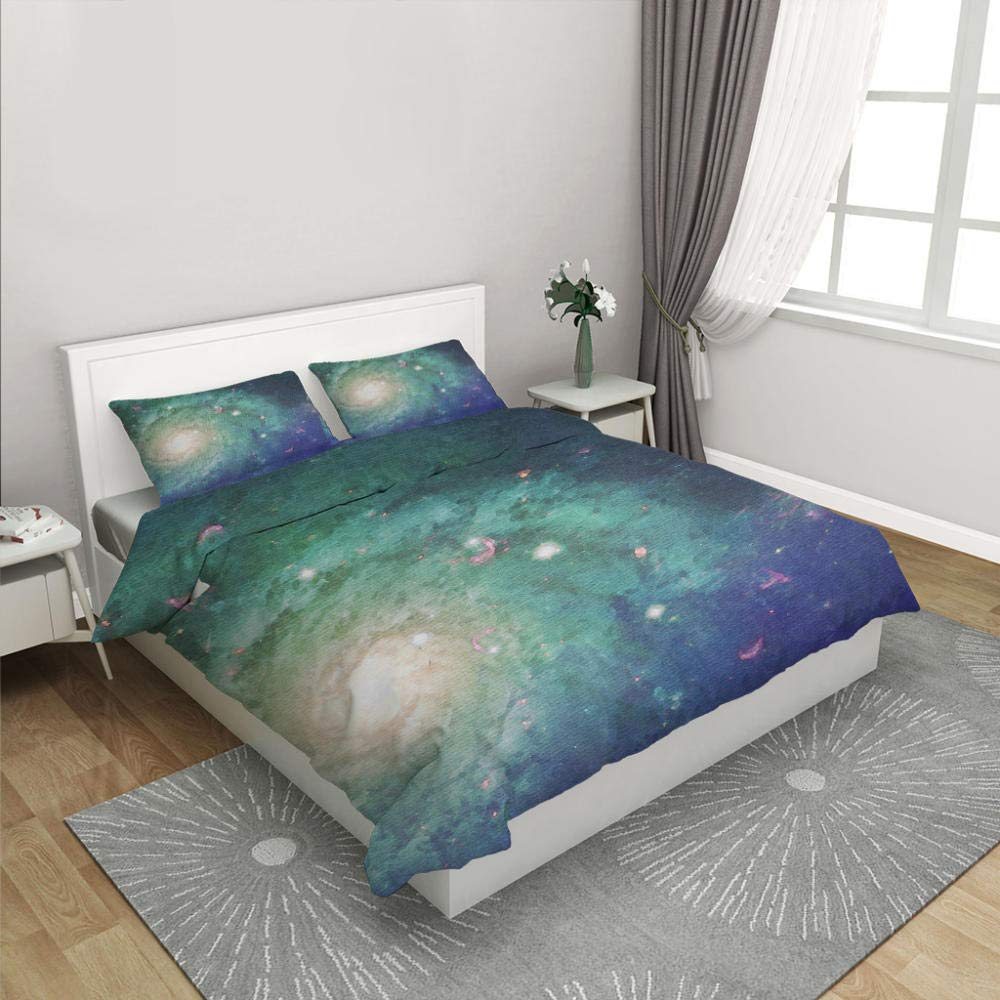Poszewka na kołdrę zestaw pościeli gwiaździste niebo-200 x 200 cm + 80 x 80 cm x 2 zapięcie na zamek błyskawiczny dla dzieci nastolatków miękka mikrofibra poszewka na kołdrę poszewki na poduszkę poszewka na poduszkę śmieszne zwierzę nadruk poszewka na koł