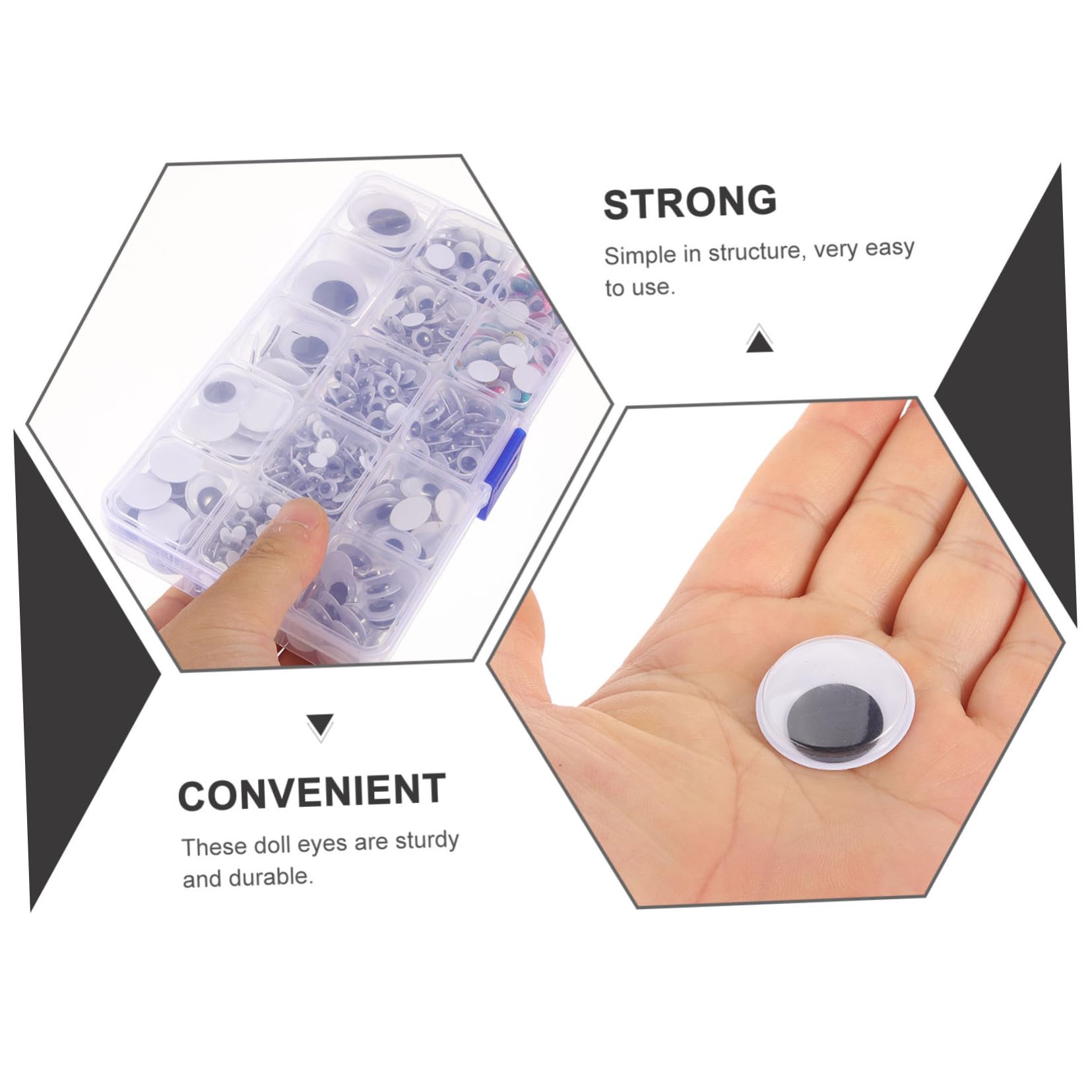 Operitacx DIY Craft Eyes 1100pcs Self-Adhesive Eye Stickers Doll Eyes Wiggle Eyes for Animal Production Fantasy Props